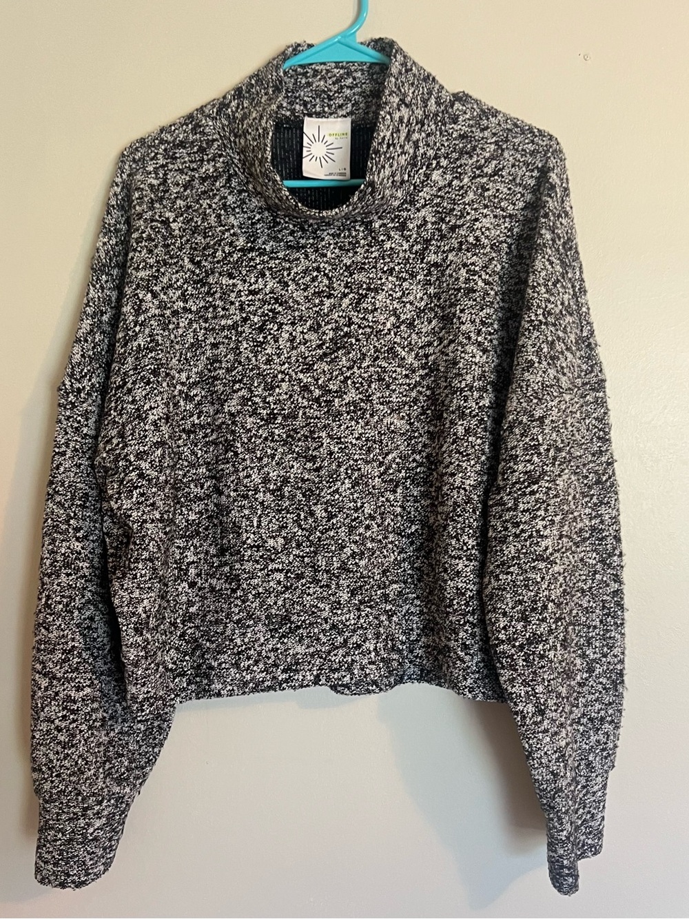 aerie Black & White Marled Turtleneck Sweater